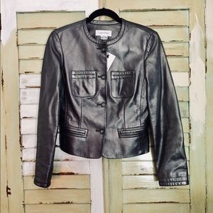 Calvin Klein gunmetal soft genuine leather jacket